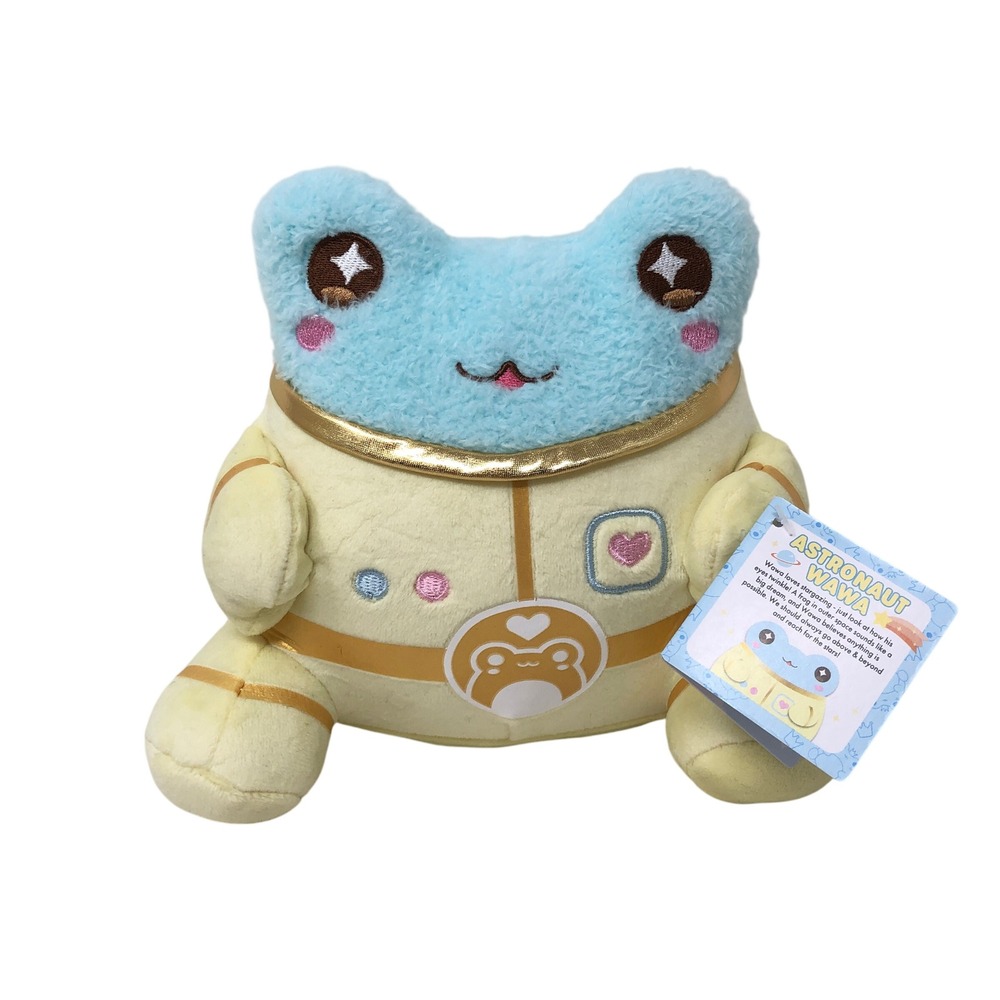 Cuddle Barn Plush Goals Astronaut Wawa Frog Plush‎ 6" Blue Yellow Space Suit NWT